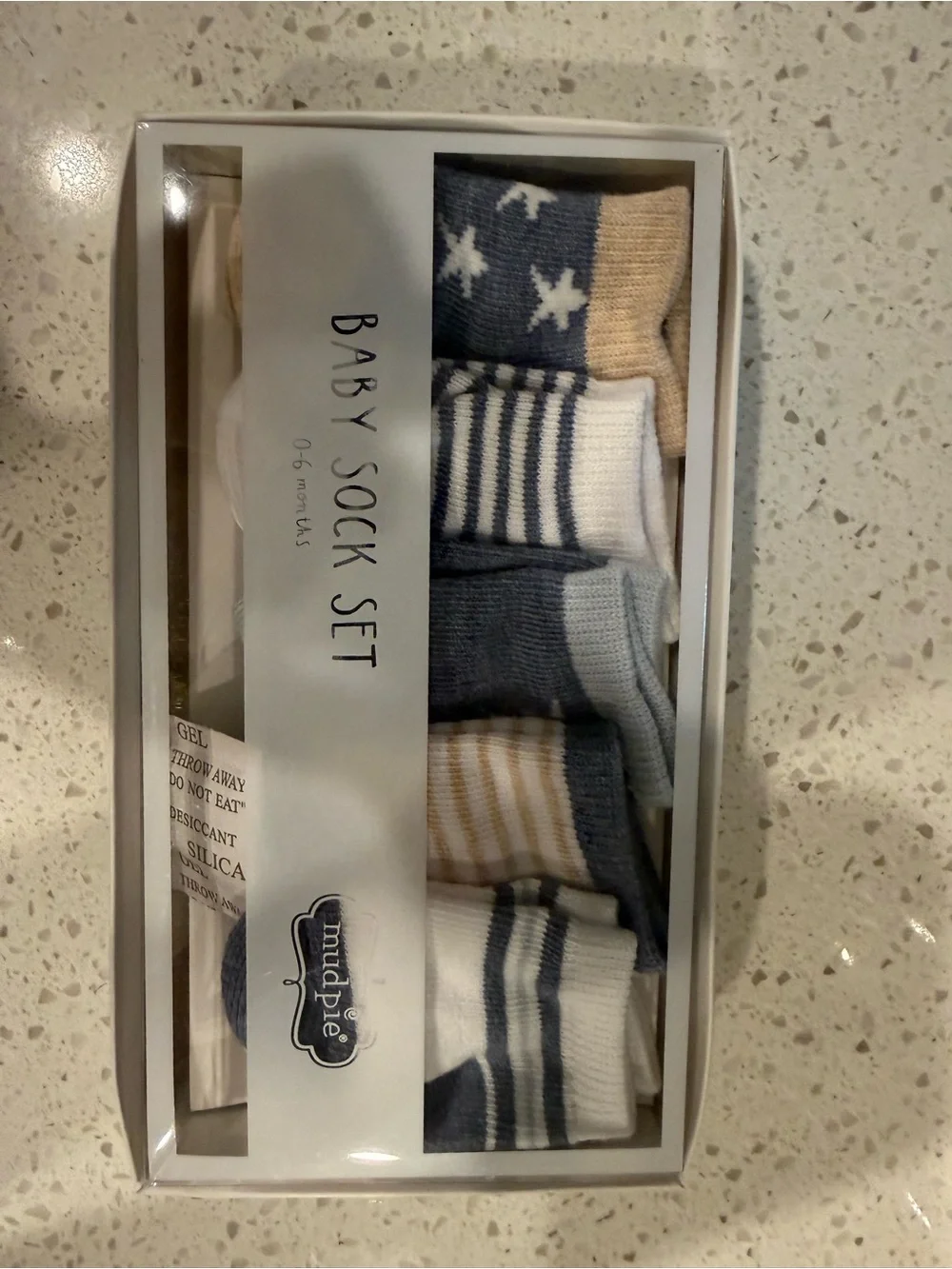Mud Pie Gray and White Cotton Muslin Swaddle & Rattle